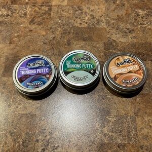 Thinking Putty Mini Tins - Night Fall, Aurora Sky, Super Scarab